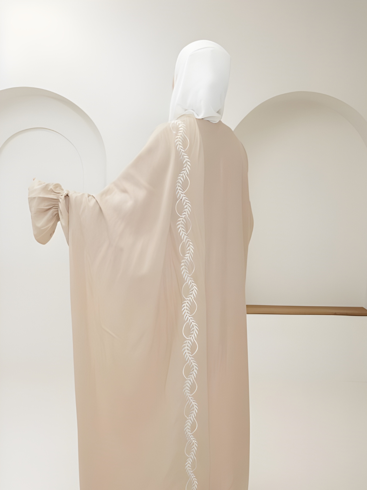 Cream Beige Silk Crepe Prayer Lebas