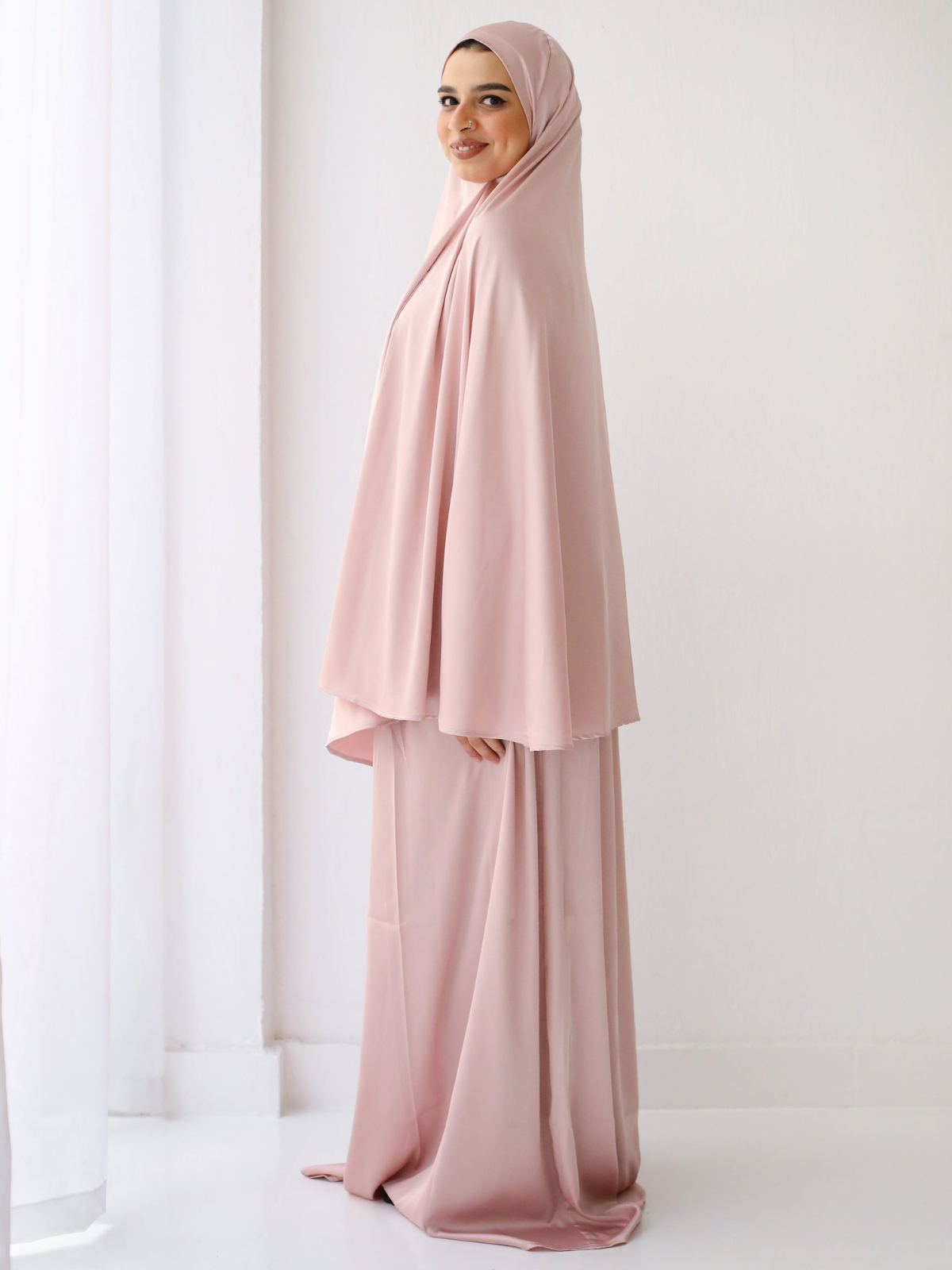 Pastel Pink Silk Crepe Prayer Lebas